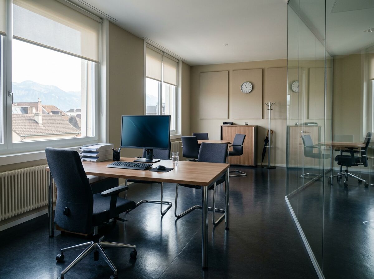 Le même bureau après le nettoyage, photographié du même endroit
